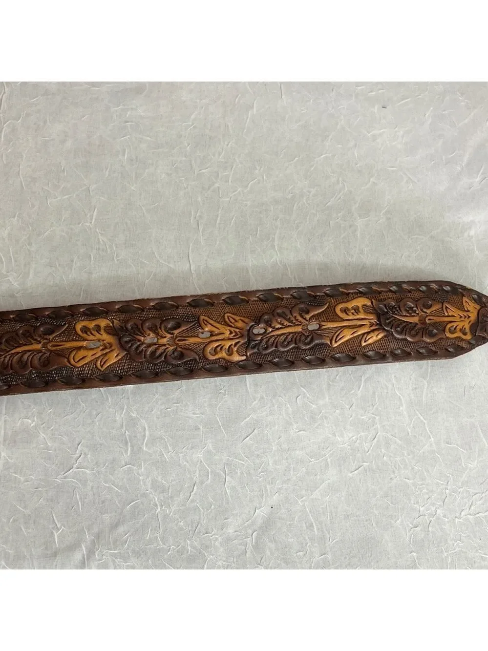 Brown Hand Tooled Leather Men's Belt Size 34